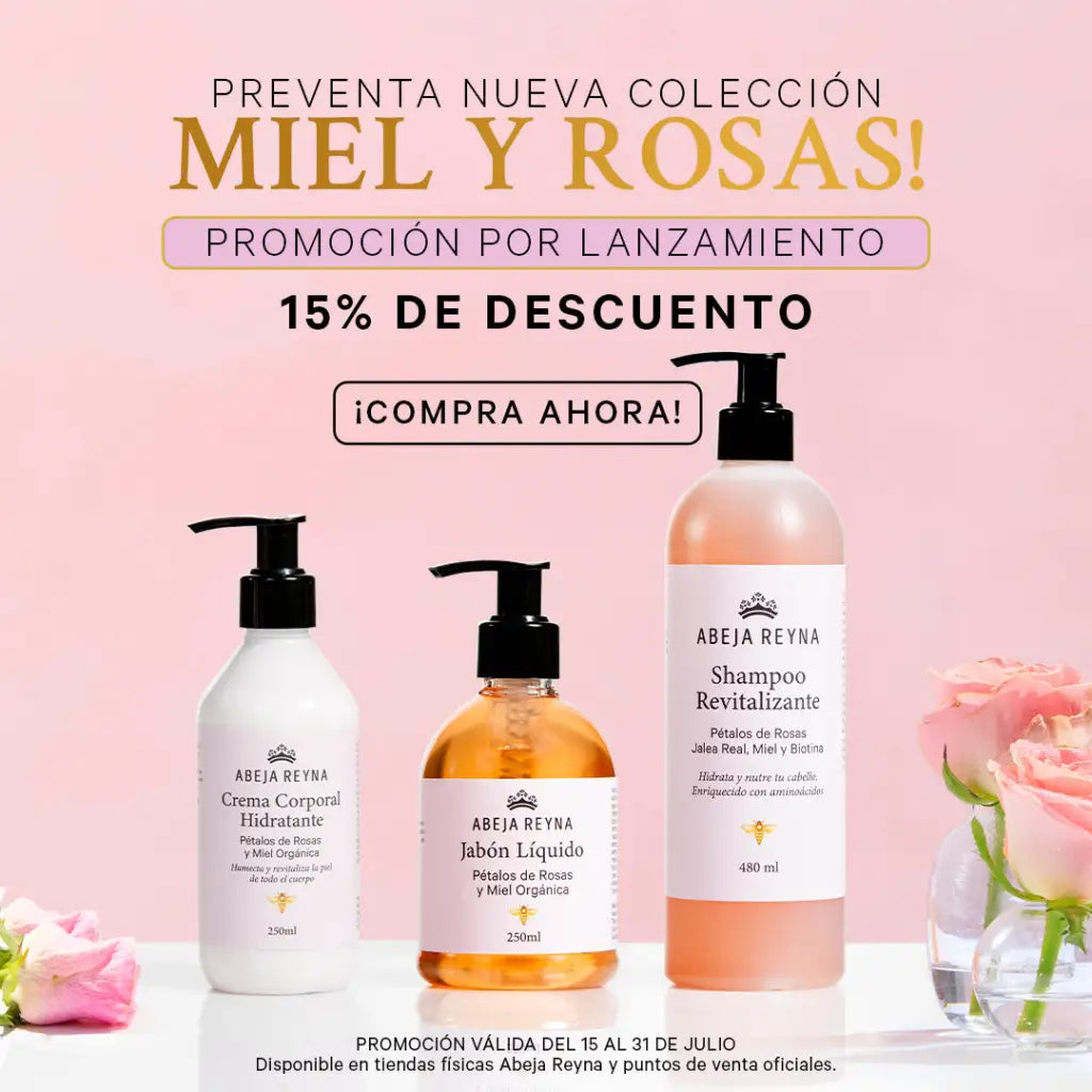 Rutina Miel y Rosas (crema + shampoo + jabón líquido)